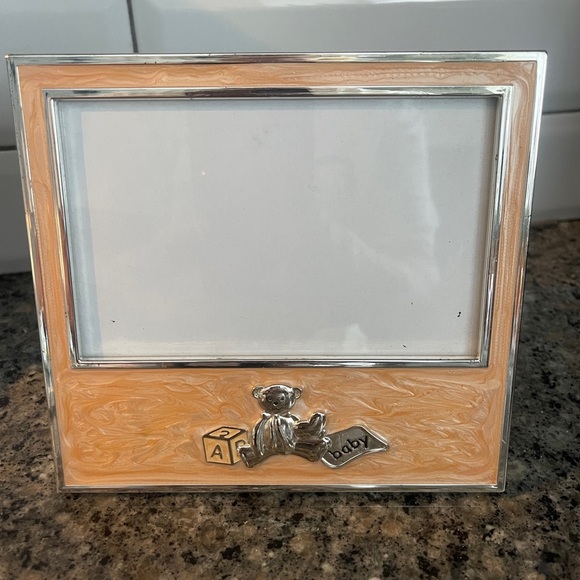 Silver and peach 4X6 Baby Photo Frame - Picture 1 of 2